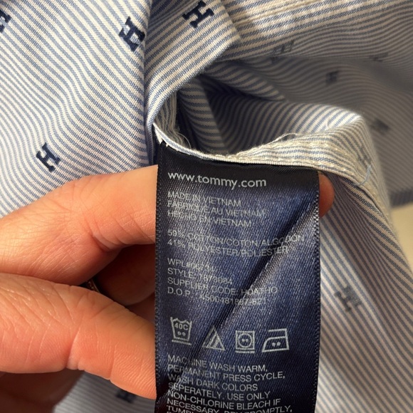 Tommy Hilfiger Blue Striped Button-Up Shirt - Picture 7 of 8